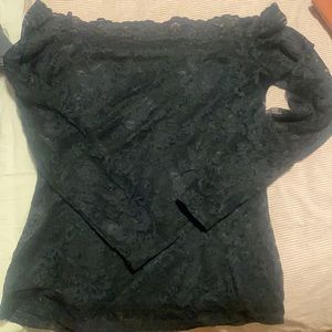 Off shoulder long sleeve lace blouse with tag